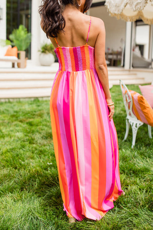 Chic Striped Multicolor Maxi Dress