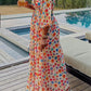 Colorful Polka Dot Deep V Neck Holiday Dress