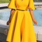 Elegant V-Neck Flutter Sleeve Dress