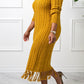 Cable Knit Fringe Trim Sweater Dress