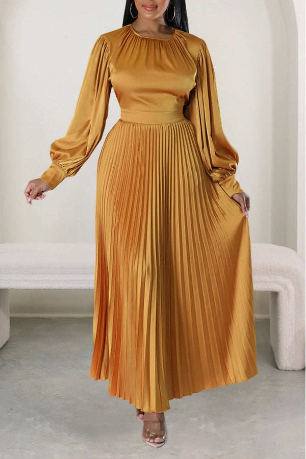 Giving Classy Satin Pleated Maxi Dress