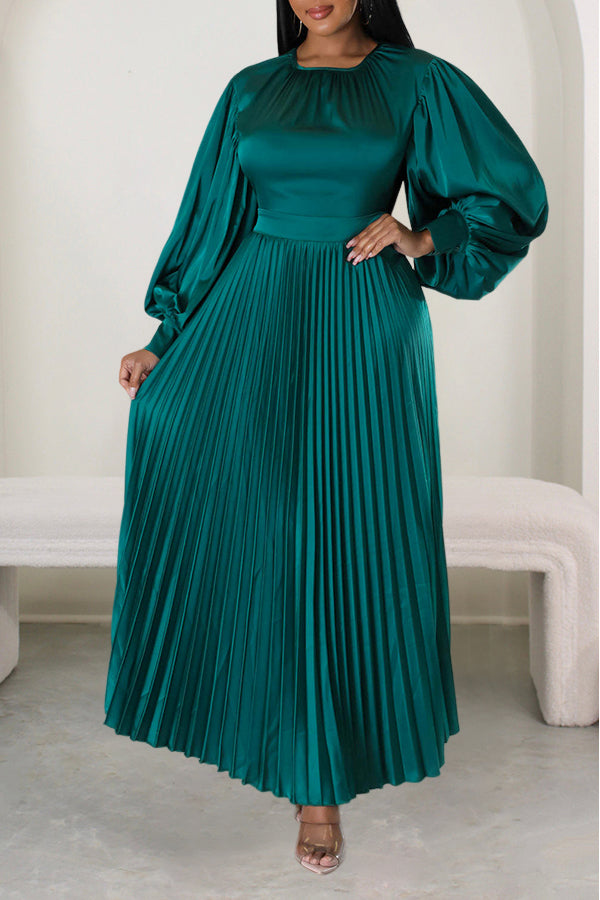 Giving Classy Satin Pleated Maxi Dress