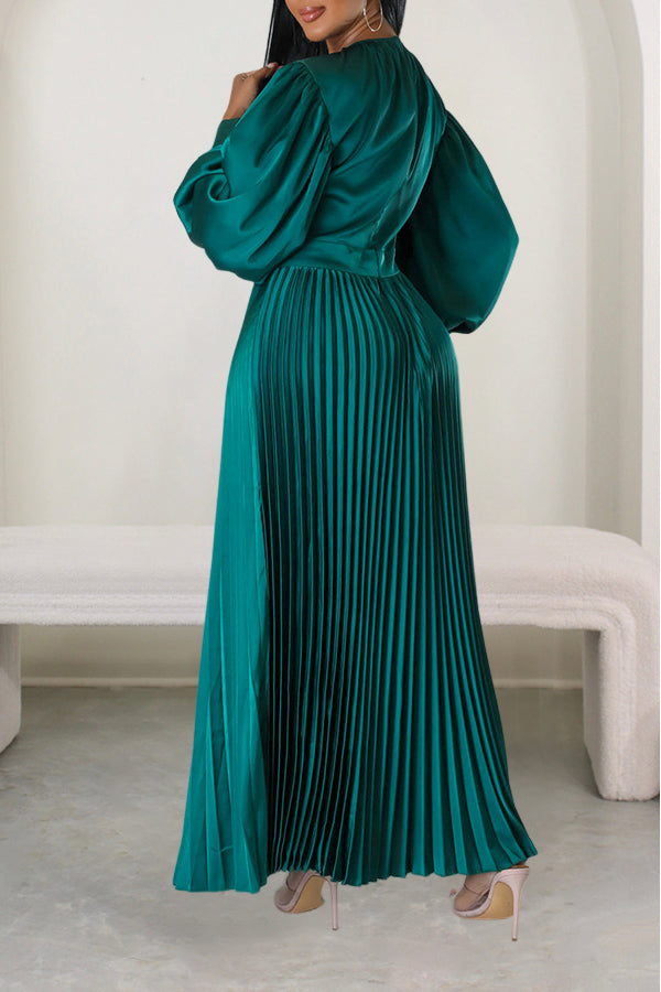 Giving Classy Satin Pleated Maxi Dress