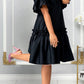 Elegant Frilled Pleated Midi Dress