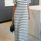 Casual Striped Bottom Hem Split Dress