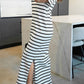 Casual Striped Bottom Hem Split Dress