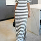 Casual Striped Bottom Hem Split Dress