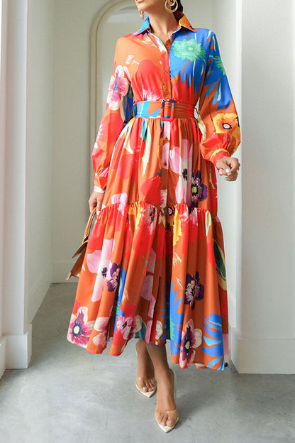 Tropical Vibes Belted Midi Dress