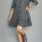 Casual Ruffle Hem Denim Shirt Dress