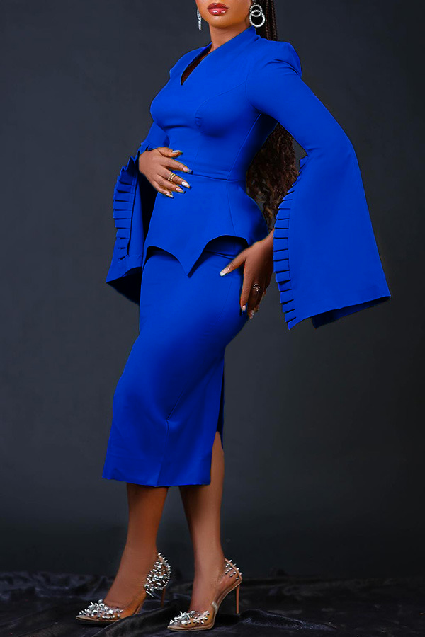 Elegant Bell Sleeve Slit Dress