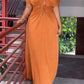 Stylish V-Neck Drawstring Runched Maxi Dress