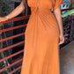 Stylish V-Neck Drawstring Runched Maxi Dress