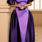 Elegant Puff Sleeve Two Tone Dress