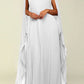 Elegant Round Neck Pleated Cape Dress