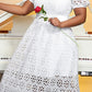 Elegant Lace Puff Sleeve A-line Dress