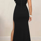 Stylish V-Neck  Pleated Trim Maxi Dress