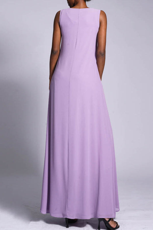 Casual Round Neck Solid Maxi Dress