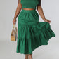 Fashionable Bust Wrap & Solid Color Skirt Set