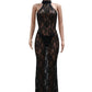 See-Through Lace Halterneck Dress