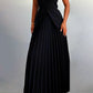 Elegant Solid Color Vest & Pleated Skirt Set