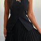 Elegant Solid Color Vest & Pleated Skirt Set