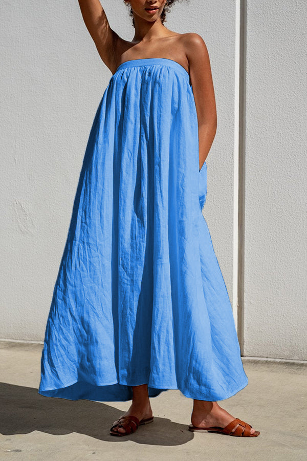 Cozy Off Shoulder Pleated Solid Midi Dress