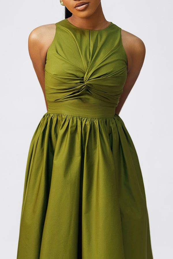 Stylish Sleeveless Twist Front A-line Dress