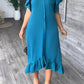 Ruffle Solid Color Casual Midi Dress