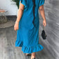 Ruffle Solid Color Casual Midi Dress