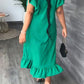 Ruffle Solid Color Casual Midi Dress