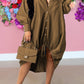 Stylish Drawstring Button Up Dress