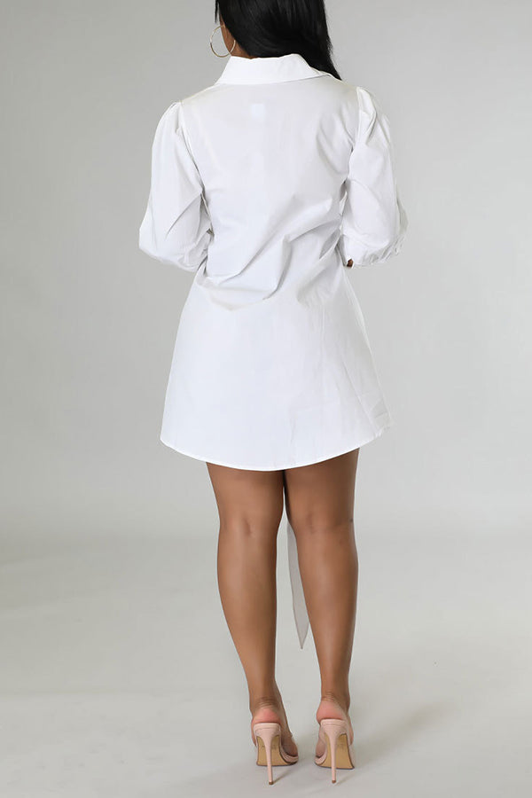 Modern Tie Front Shirt Dress