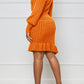 Classy Cozy Cable Knit Ruffle Hem Dress