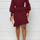 Classy Cozy Cable Knit Ruffle Hem Dress