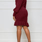 Classy Cozy Cable Knit Ruffle Hem Dress