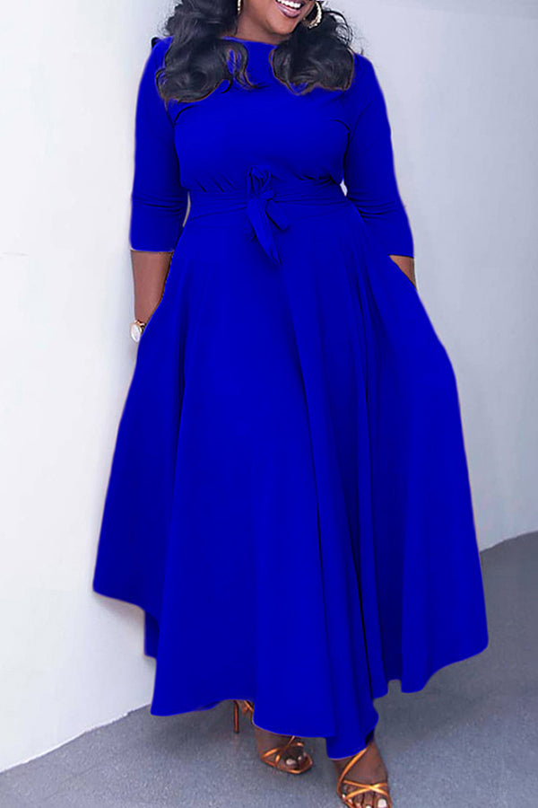 Tie Front 3/4 Length Sleeve Dress