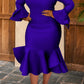 Trumpet Sleeve Mermaid Bodycon Midi Dress