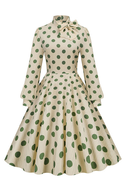 Polka Dot Bowknot Swing Dress