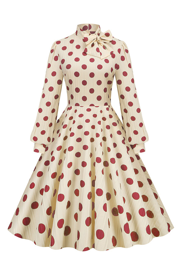 Polka Dot Bowknot Swing Dress