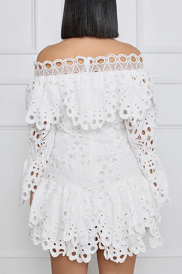 Off Shoulder Guipure Lace Insert Dress