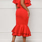 Layered Ruffle Fishtail Evening Dress