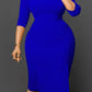 3/4 Sleeve Front Draped Bodycon Dress