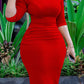 Half Sleeve Ruched Bodycon Dress