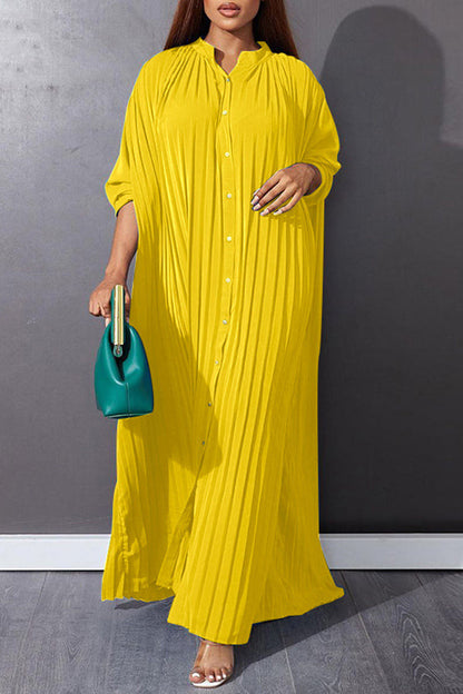 Trendy Pleated Smock Maxi Dress