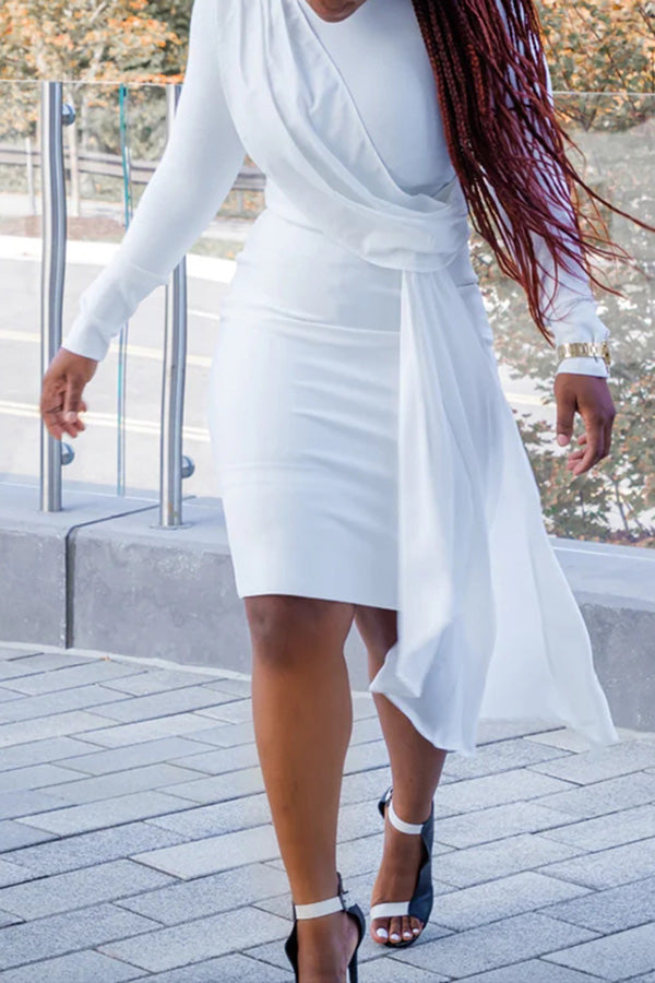 Elegant Side Draped Midi Dress