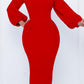 Lantern Sleeve Ruched Bodycon Dress