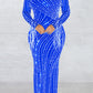 Rhinestones Tassels Slim Fit Evening Dress