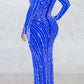 Rhinestones Tassels Slim Fit Evening Dress