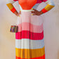 Mock Neck Colorblock Top & Pleated Skirt Set