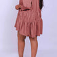 Casual Stand Collar Ruffle Hem Dress